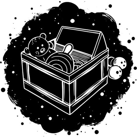 Watercolor-Style Children's Toy Box Filled with Imagination and Wonderのイラスト素材