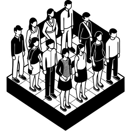 Isometric Group of Flat Style People Characters and Avatarsのイラスト素材