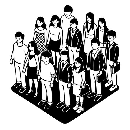 Versatile Flat-Style Isometric People Collection for Web and Designのイラスト素材