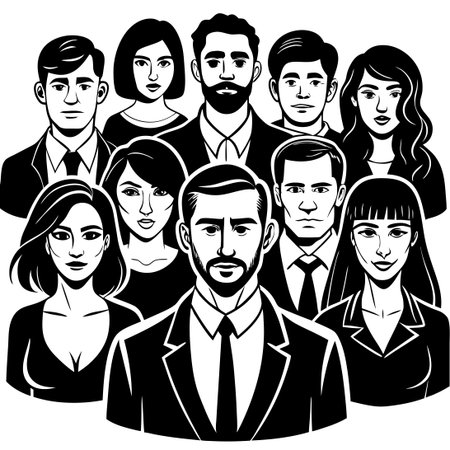 Diverse Crowd of People Featuring Men and Women in Flat Style Avatars