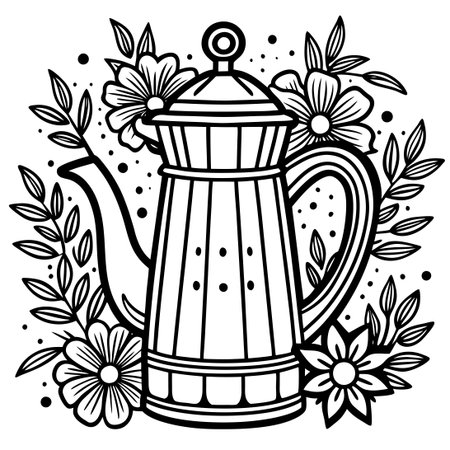 Hand-Drawn Vintage Coloring Page for Kids and Adults: A Journey Through Timeのイラスト素材