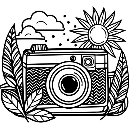 Hand-Drawn Vintage Coloring Page for Kids and Adults: Intricate Designのイラスト素材