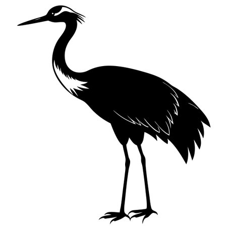Minimalistic Silhouette of a Crane in White Background Vectorのイラスト素材
