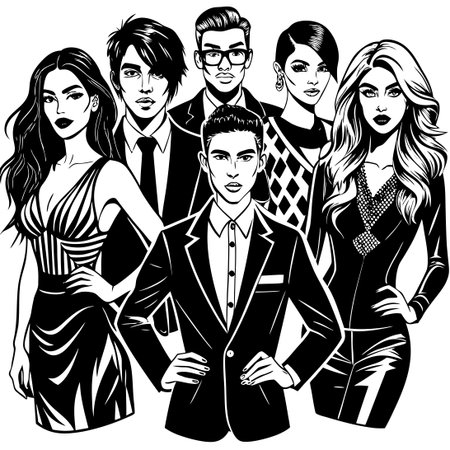 Exclusive Collection of Fashion-Forward Vector Graphics (Group of 5)のイラスト素材