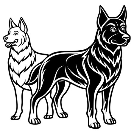 Continuous Line Drawing of Dogs Isolated on White Background: Modern Minimalist Illustrationのイラスト素材