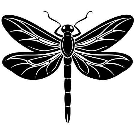 Intricate Silhouette Set of Three Black Dragonflies Isolated on White Backgroundのイラスト素材