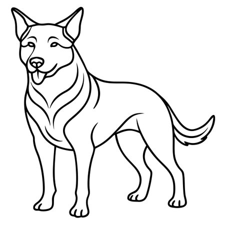 Continuously Drawn Dogs Isolated on Vector Backgroundのイラスト素材