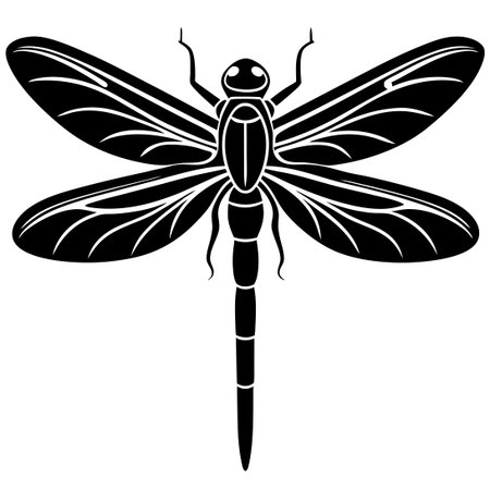Dragonfly Silhouette Isolated on White Background, Intricate and Strikingのイラスト素材