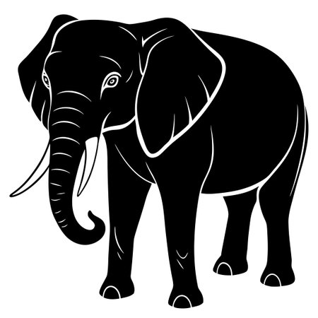 Majestic Silhouette of an Elephant on a Pristine White Backgroundのイラスト素材