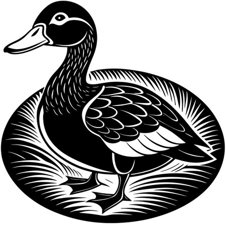 Vibrant and Lively Duck Isolated on a Seamless Vector Backgroundのイラスト素材