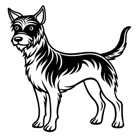Minimalist Dog Drawing with One Continuous Flowing Lineのイラスト素材