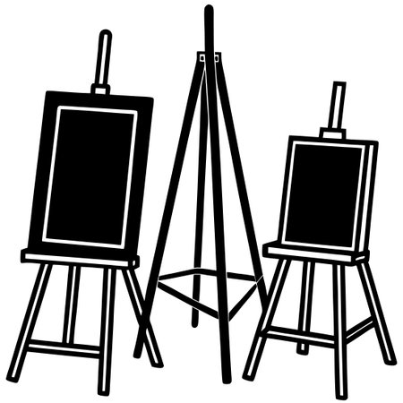 Vector Illustration of Two Easels with Blank Canvas on a White Backgroundのイラスト素材