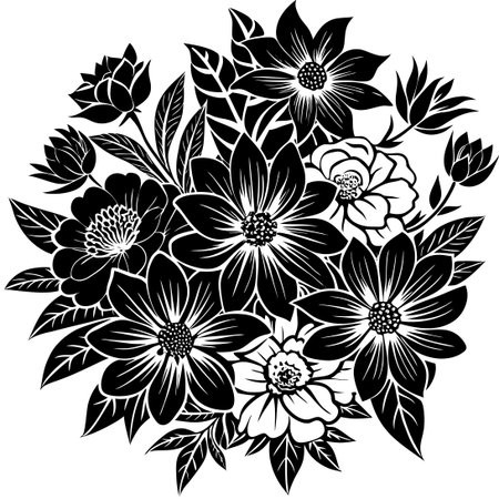 Serene Blossoms Set Against a Graceful Vector Backdropのイラスト素材