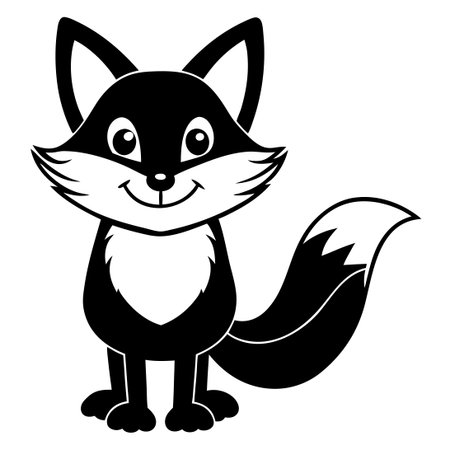 Cartoon Fox Illustration in Flat Style with Sketchy Linesのイラスト素材