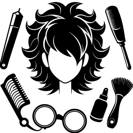 Detailed Silhouette of Equipment Used for Styling and Grooming Hairのイラスト素材