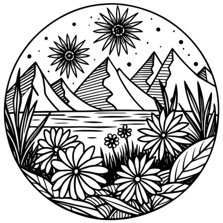 Hand-Drawn Coloring Page for Creative Kids and Adults - Wild Imaginationのイラスト素材