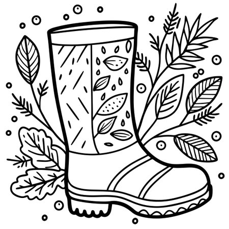 Intricate Hand Drawn Coloring Page for Kids and Adults Featuring Majestic Rubb Treesのイラスト素材