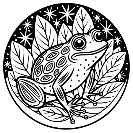 Hand-Drawn Round Coloring Page for Kids and Beginnersのイラスト素材