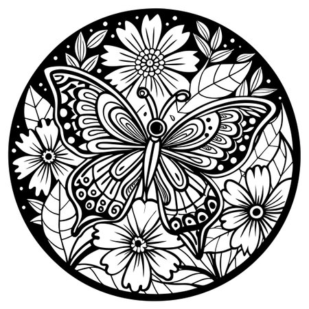 Hand Drawn Round Shape Coloring Template for Creative Kidsのイラスト素材