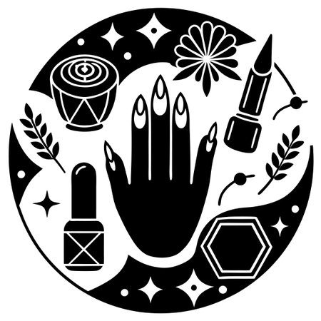 Highlighted Nail Icons for Creative Polish Inspirationのイラスト素材