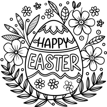 Delightful Easter Coloring Pages for Kids with Hand-Drawn Illustrationsのイラスト素材
