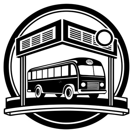 Illustrative Vector Art of a Signboard Displaying a Bus Stationのイラスト素材