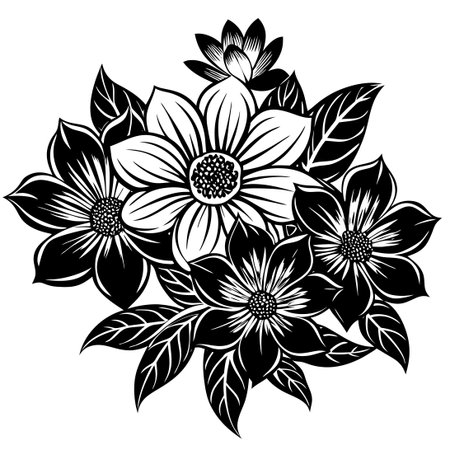 Floral Vector Illustration with Vibrant and Detailed Flowersのイラスト素材