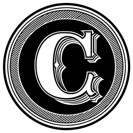 Letter "C" Encased in Vibrant Vector Button Graphicのイラスト素材