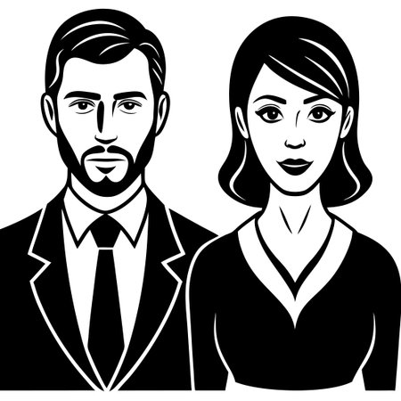 Flat Isolated Illustration of a Man and Womanのイラスト素材