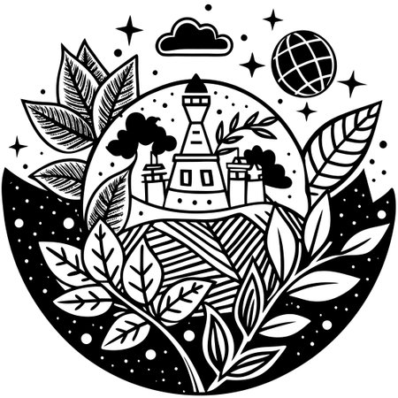 Hand-Drawn Coloring Page for a Green and Vibrant Planetのイラスト素材