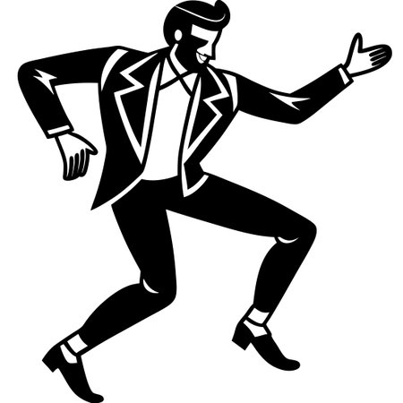 Joyful Silhouette of a Dancing Man with Isolated Backgroundのイラスト素材