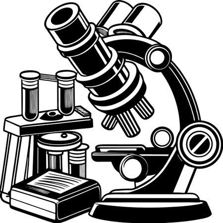 Vector Illustration of Microscope Images Collection with Abstract Backgroundのイラスト素材