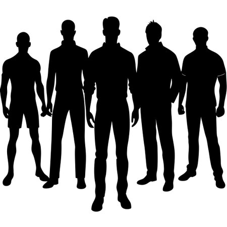 Isolated Black Silhouette of a Men's Set for Design and Decorationのイラスト素材