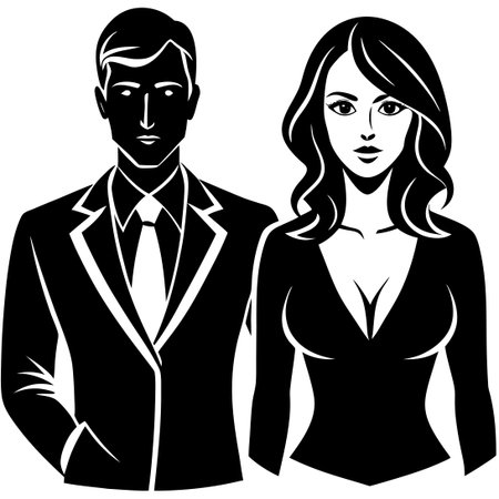 Isolated Vector Silhouette of Men and Women Setのイラスト素材