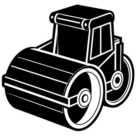 Vector Illustration of a Machine Roller Silhouette on White Backgroundのイラスト素材