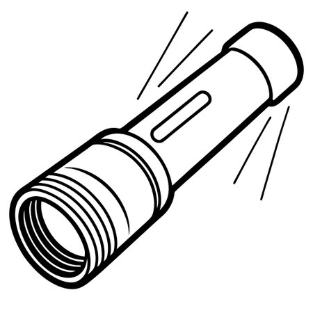 Minimalist One Line Drawing of a Flashlight Illuminating the Darknessのイラスト素材