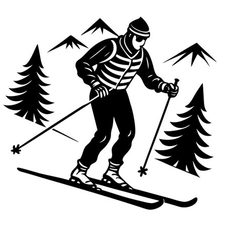 Dynamic Nordic Skiing in Pristine Winter Wildernessのイラスト素材