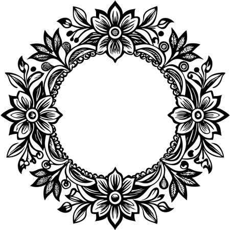 Ornate Floral Frame Border with Ample Space for Custom Textのイラスト素材