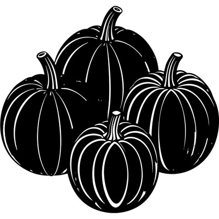 Vibrant Set of Isolated Orange Pumpkins in Flat Style Vector Designのイラスト素材