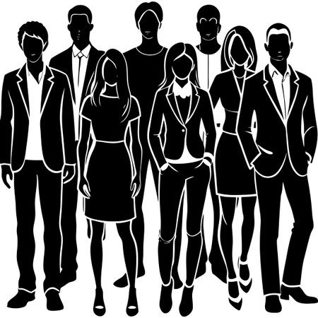 Collection of Isolated Vector Line Drawings of People in Various Posesのイラスト素材