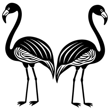 Minimalist Pink Flamingos on a Pristine White Canvasのイラスト素材