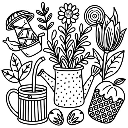 Relaxing Hand Drawn Coloring Page for Children and Adults to Unwind and De-Stressのイラスト素材
