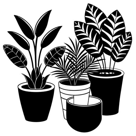 Vibrant Collection of Indoor Plants in Flowerpots Adorning a Modern Flatのイラスト素材