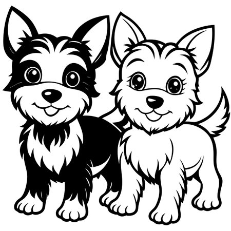 Adorable Cartoon Puppies Isolated on Transparent Background, Perfect for Kids' Designsのイラスト素材