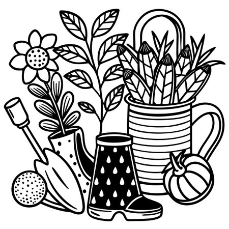 Calming Relaxation: Intricate Hand-Drawn Coloring Page for Stress Reliefのイラスト素材