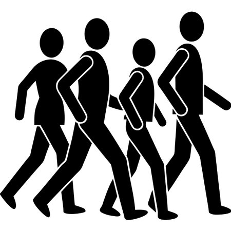 Colorful Silhouettes of Walking People on a White Backgroundのイラスト素材