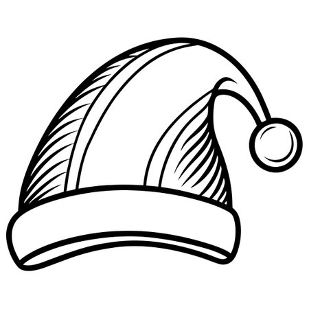 Continuous Line Drawing of a Festive Santa Hat for Christmas Celebrationsのイラスト素材