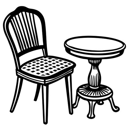 Modern Chair and Table Set for Sophisticated Living Spacesのイラスト素材