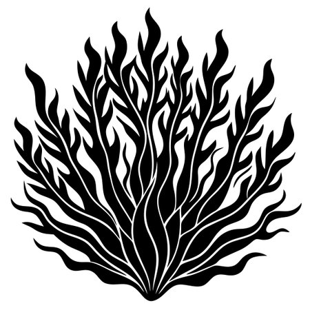 Minimalist Vector Silhouette of Seaweed on a White Backgroundのイラスト素材