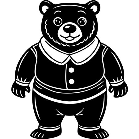 Adorable Sketch of Assorted Cartoon Bears in Various Poses on a White Backgroundのイラスト素材